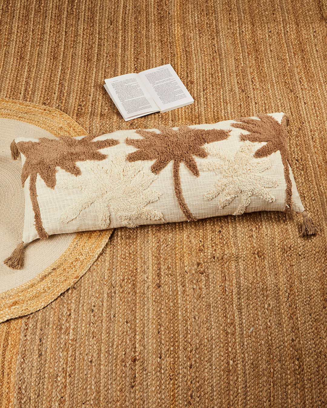 Boho trees 14 x 36 Beige Cushion cover with tassle