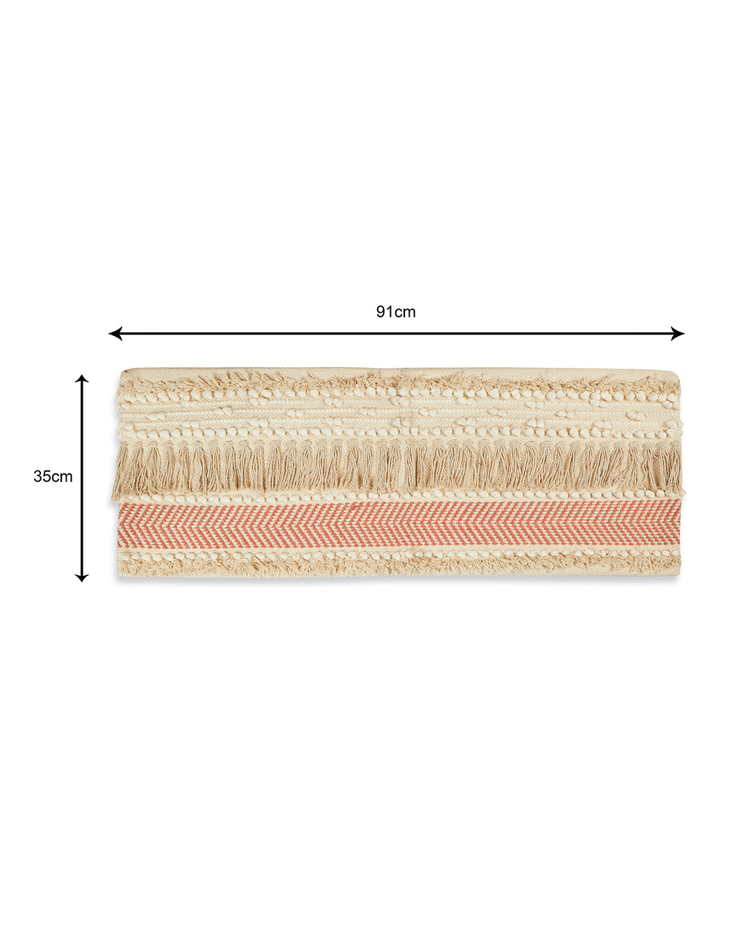 Pink fringes 14 x 36 Beige Cushion cover with tassle