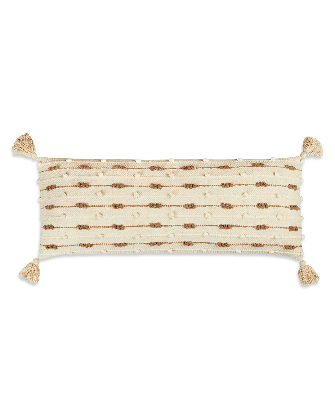 Fab boho 14 x 36 Beige Cushion cover with tassle