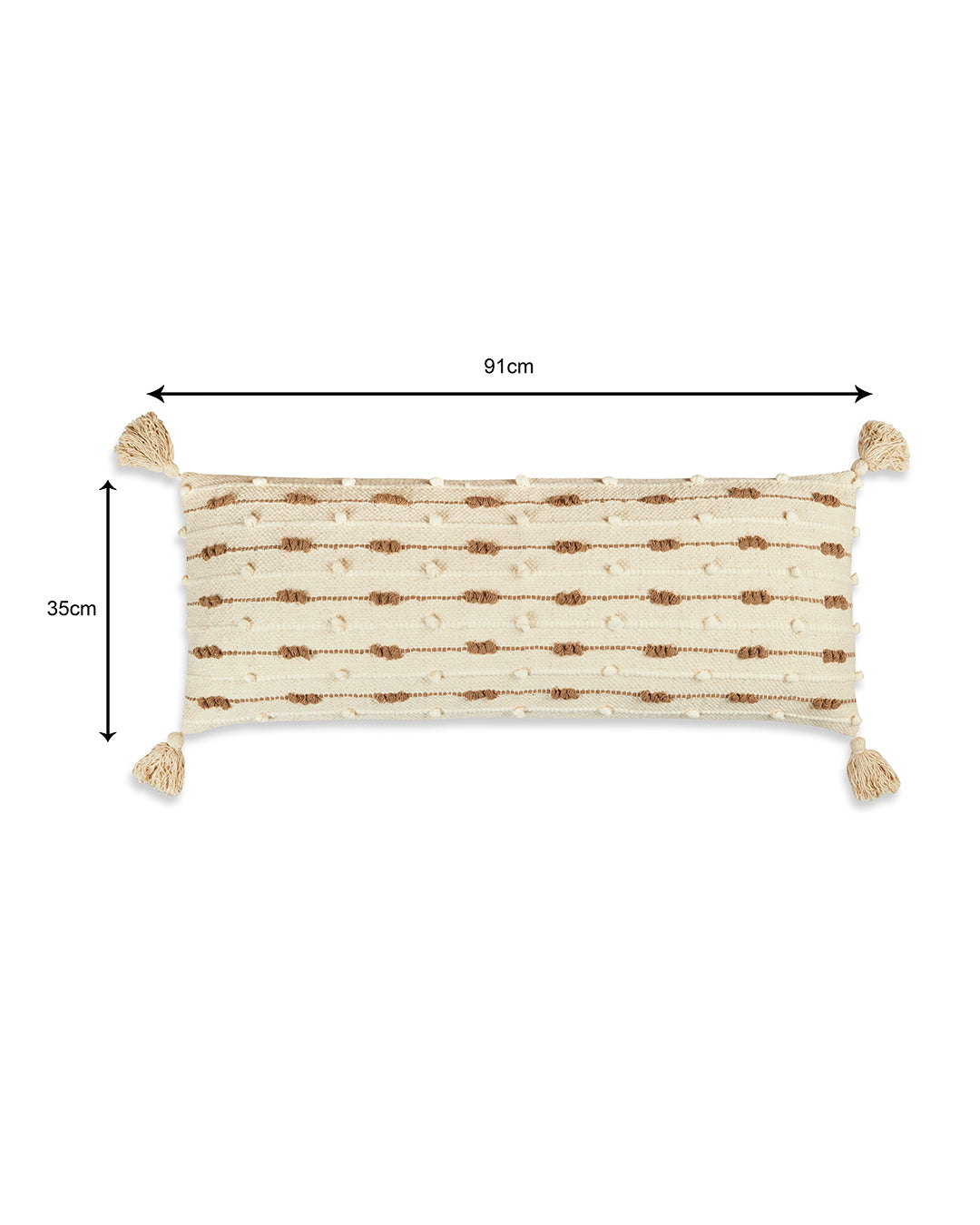 Fab boho 14 x 36 Beige Cushion cover with tassle