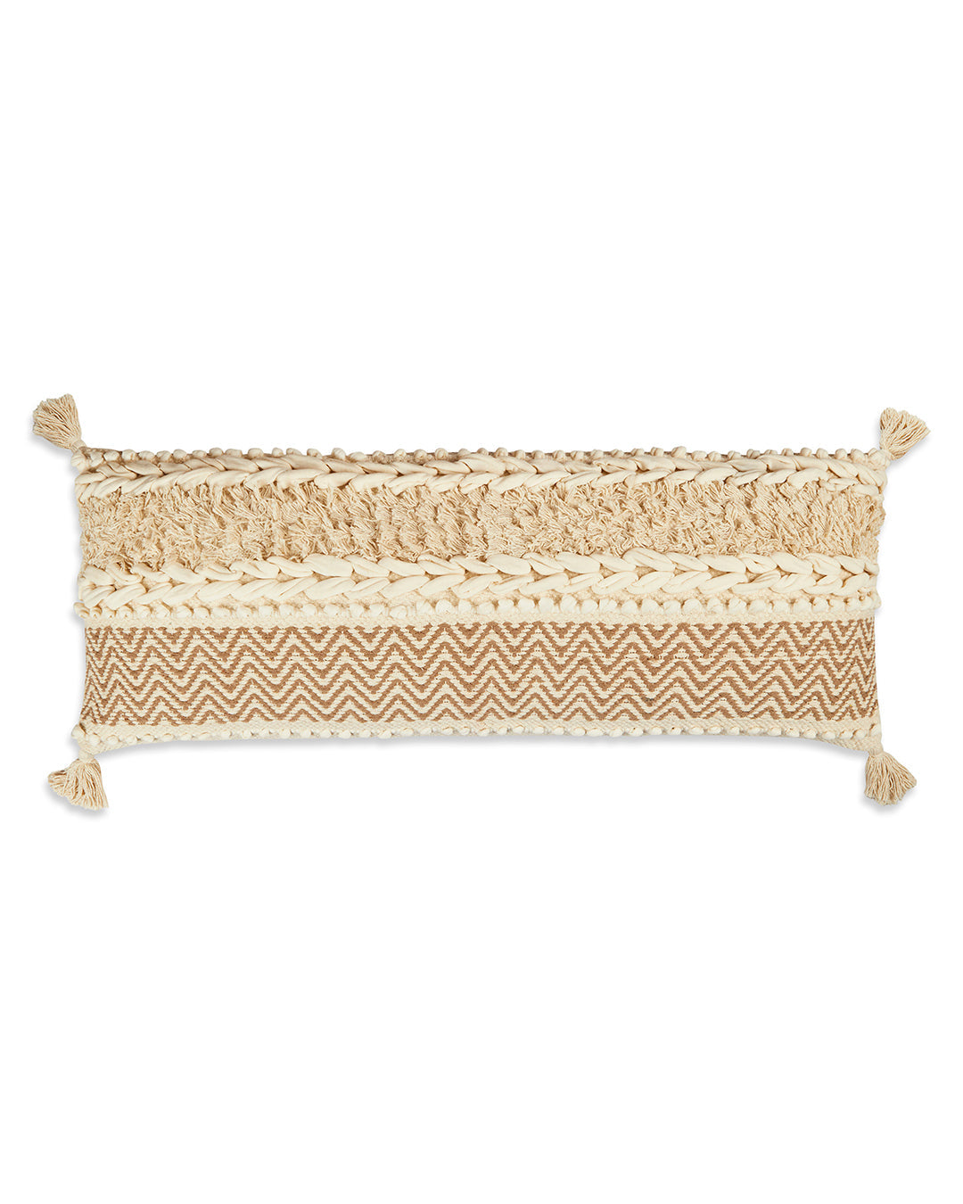 Beige fringes 14 x 36 Cushion cover with tassle