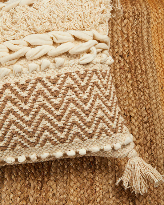 Beige fringes 14 x 36 Cushion cover with tassle