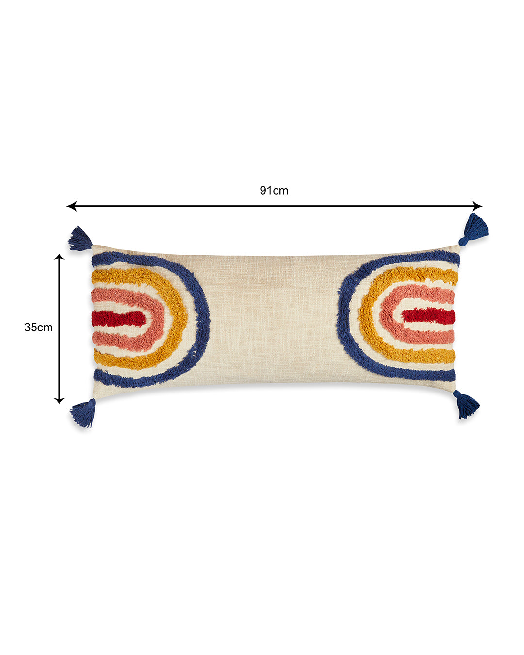 Double Rainbow 14 x 36 Beige Cushion cover with tassle