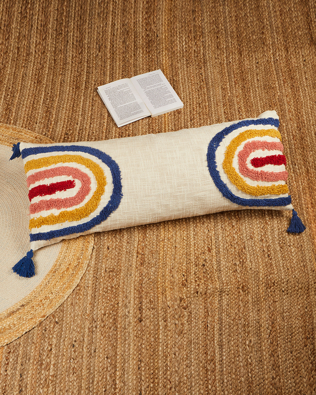Double Rainbow 14 x 36 Beige Cushion cover with tassle