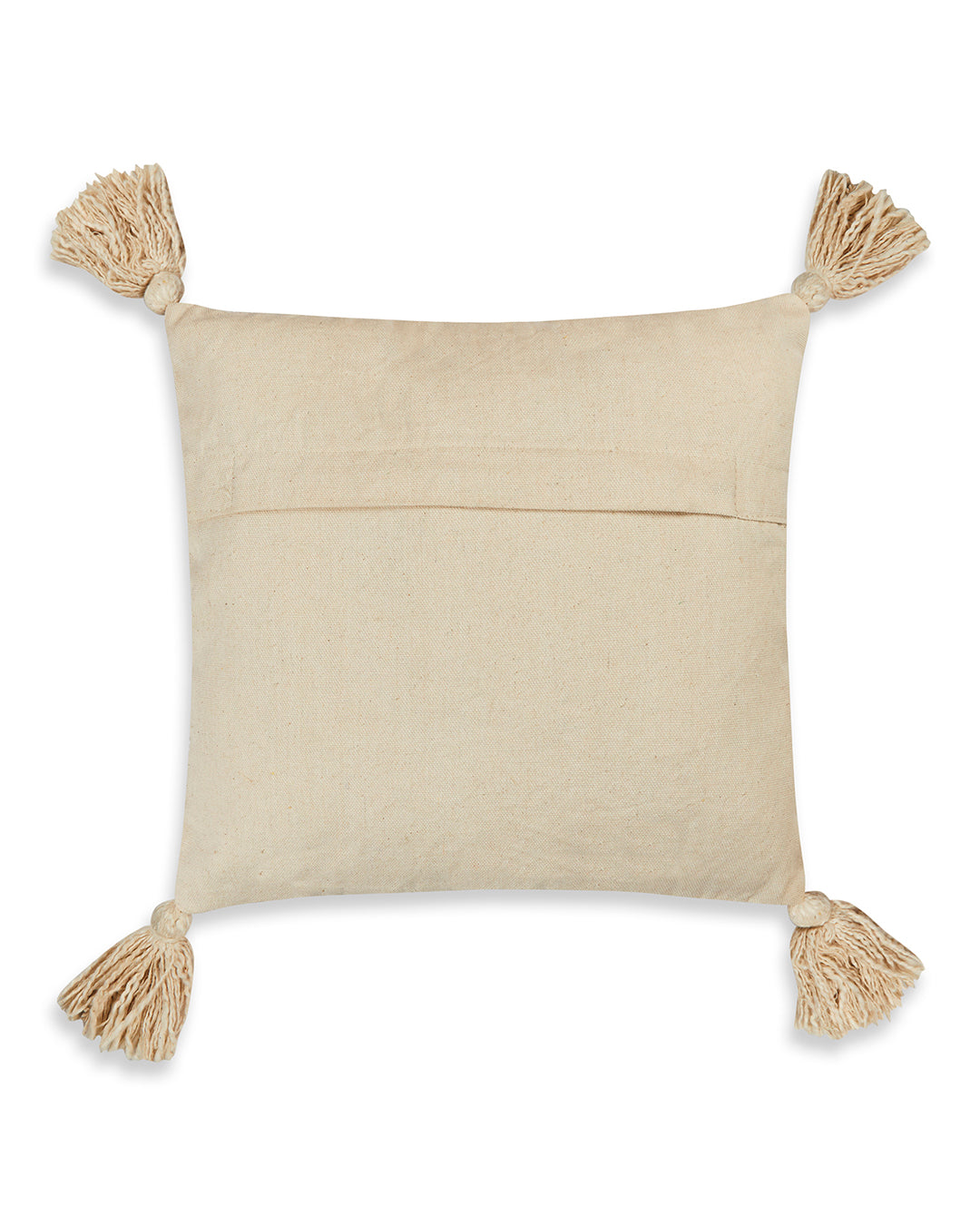 Tufted zigzag 12 x 12 Beige Cushion cover with tassle - Set of 2