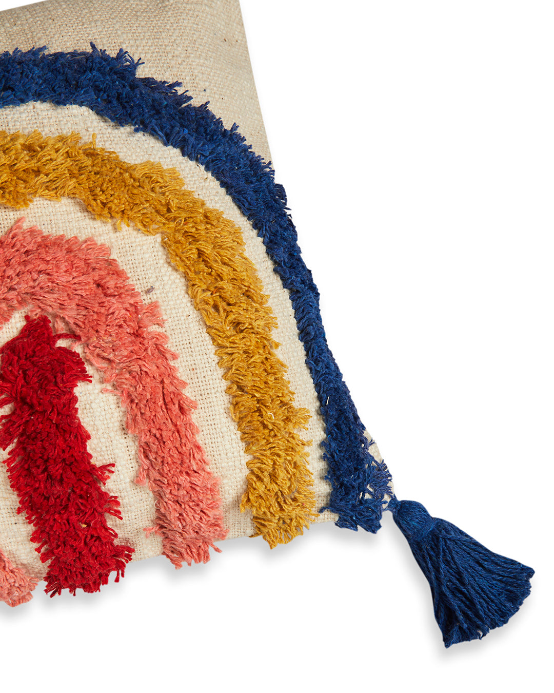 Cute Rainbow 12 x 12 Beige Cushion cover with tassle - Set of 2