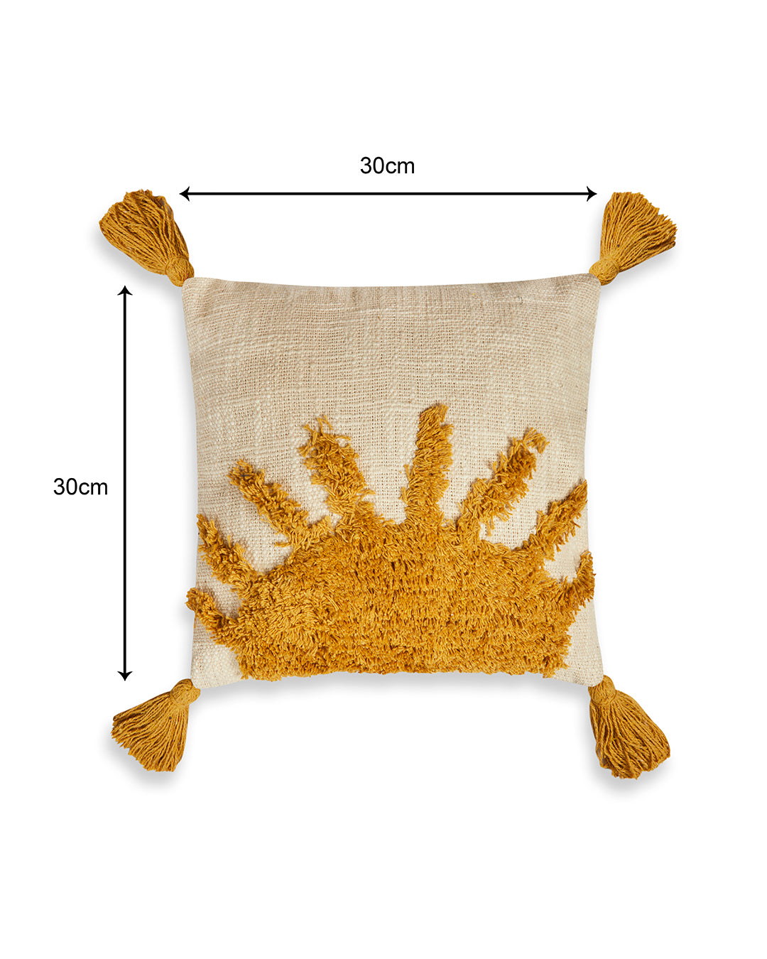Lovely Rising Sun 12 x 12 Beige Cushion cover with tassle - Set of 2
