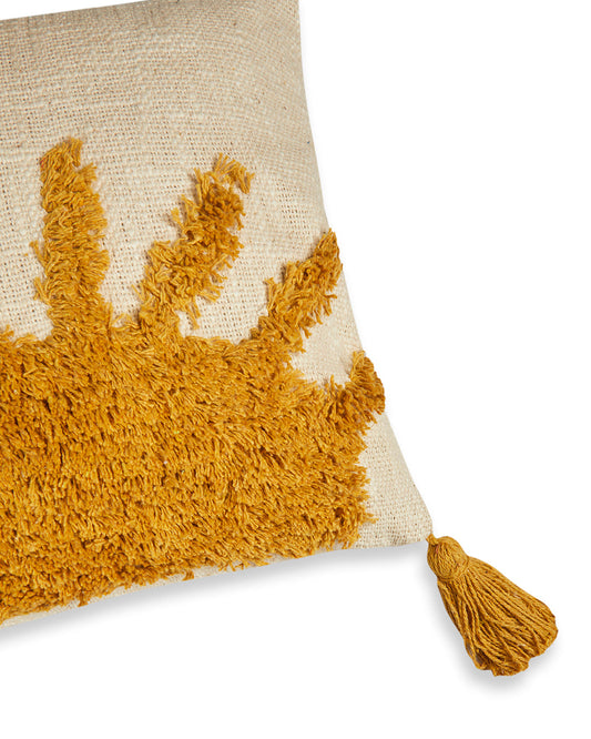 Lovely Rising Sun 12 x 12 Beige Cushion cover with tassle - Set of 2