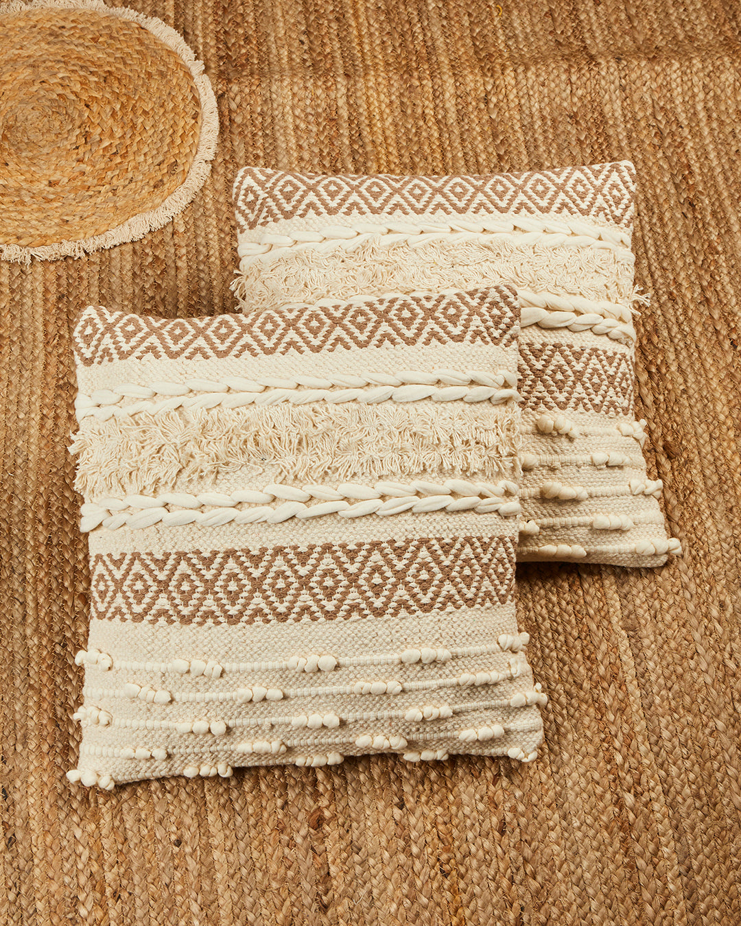 Lovely boho 16 x 16 Beige Cushion cover - Set of 2