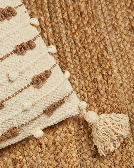 Beige & brown 16 x 16 Cushion cover with tassle - Set of 2