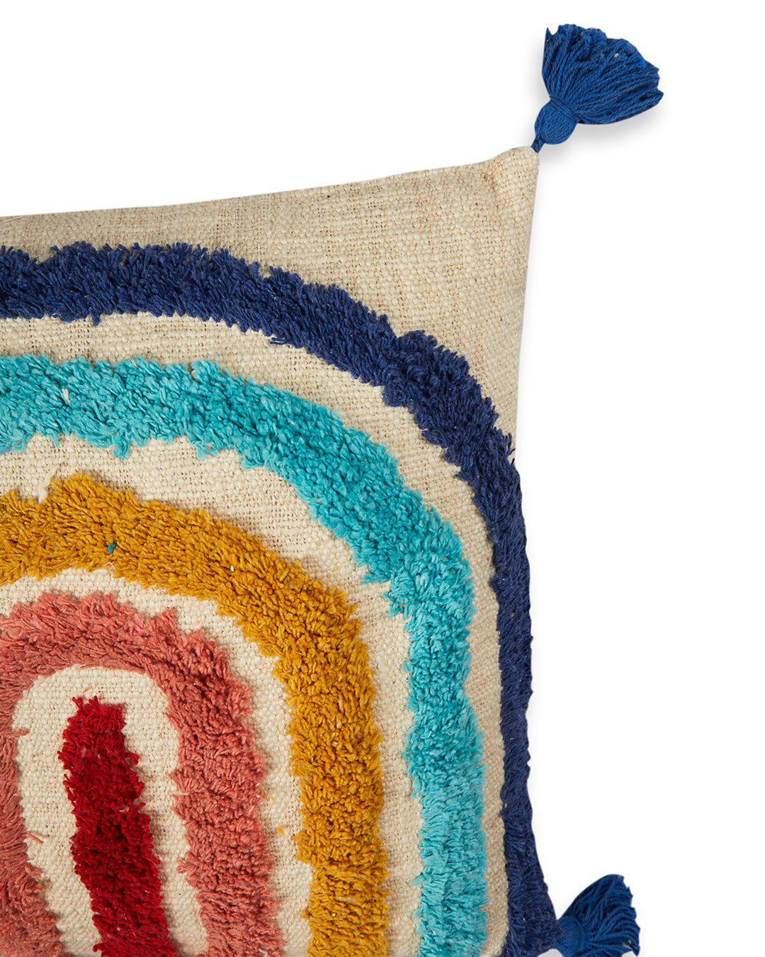 Cute Rainbow 16 x 16 Beige Cushion cover with tassle - Set of 2