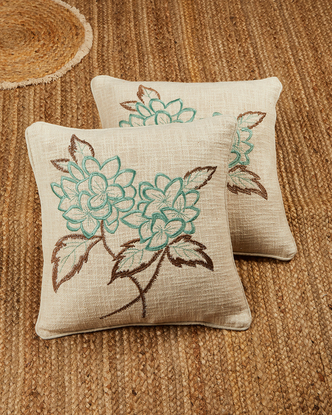 Artistic Embroidery 16 x 16 Beige Cushion cover - Set of 2