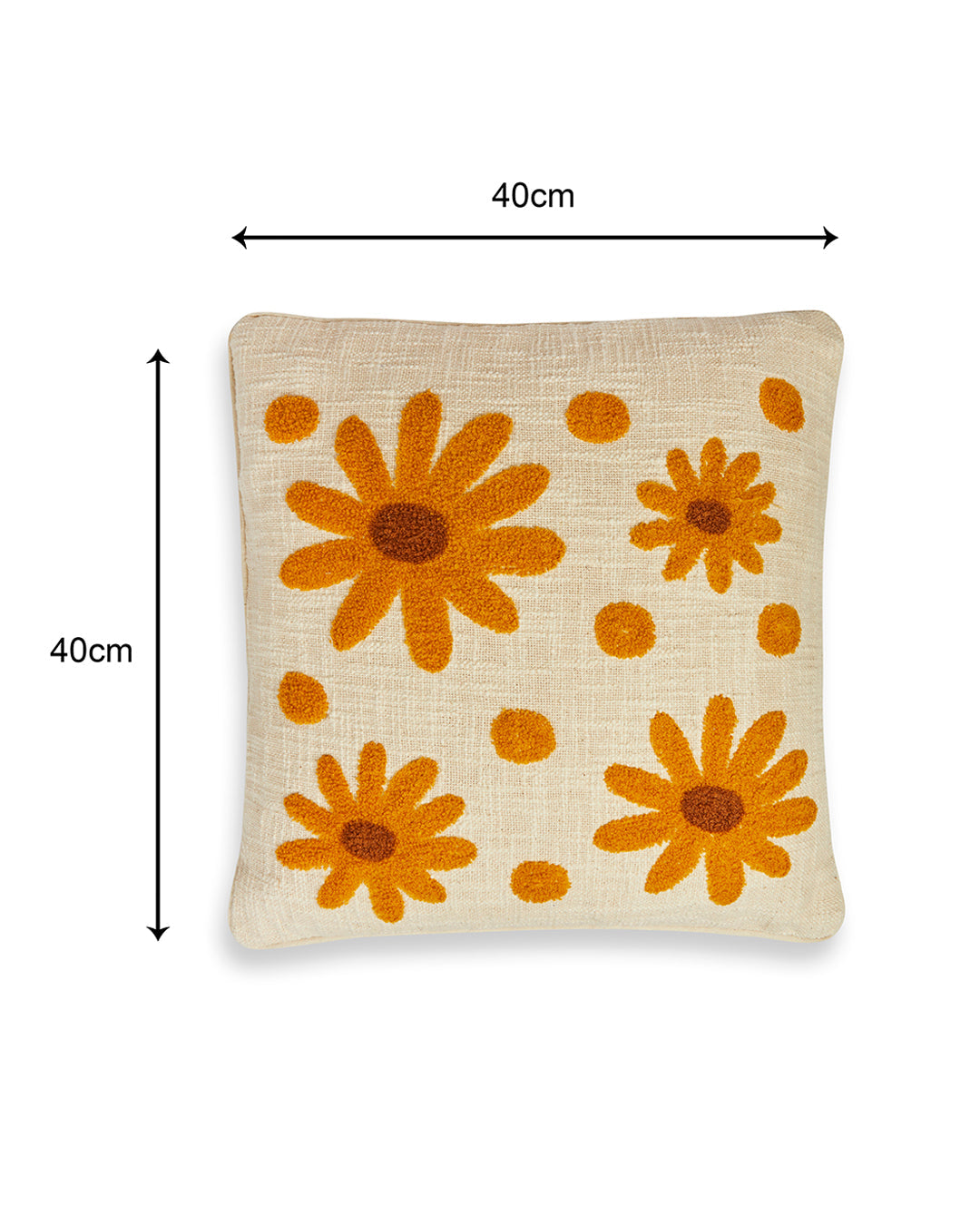 Beige & orange Tufted 16 x 16 Cushion cover - Set of 2