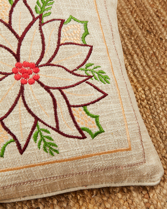 Colourful Embroidery 16 x 16 Beige Cushion cover - Set of 2