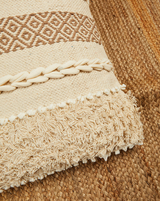 Beige & brown tufted 24 x 24 Cushion cover - Set of 2