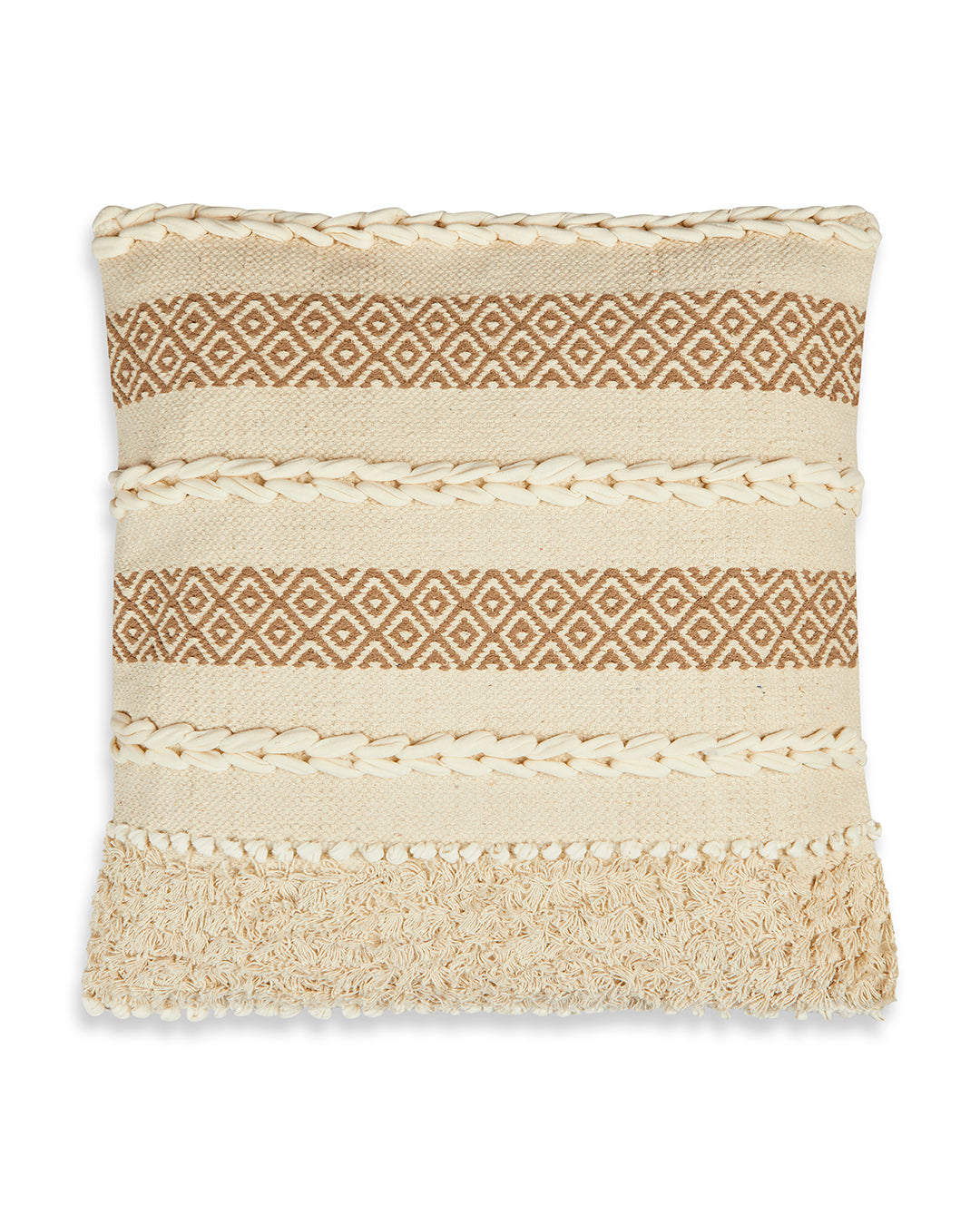 Beige & brown tufted 24 x 24 Cushion cover - Set of 2