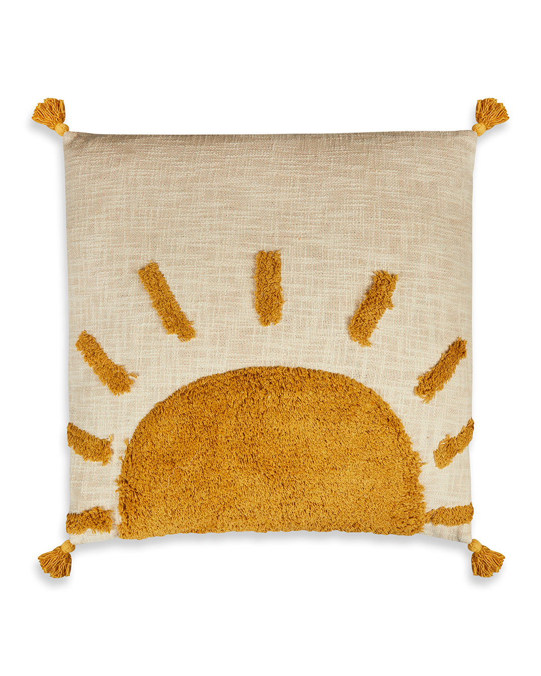 Lovely Rising Sun 24 x 24 Beige Cushion cover with tassle - Set of 2