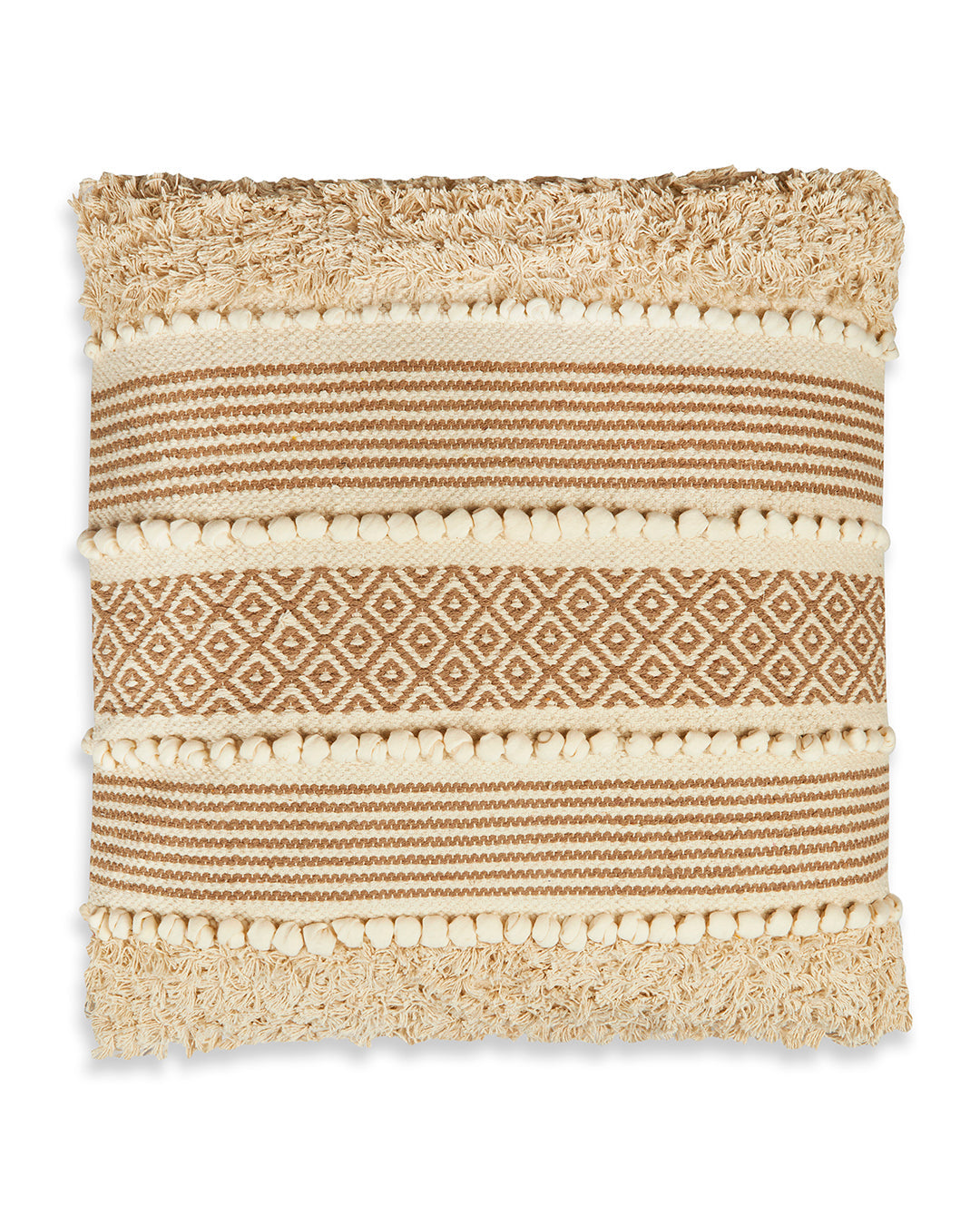 Beige bohemian 24 x 24 Beige Cushion cover - Set of 2