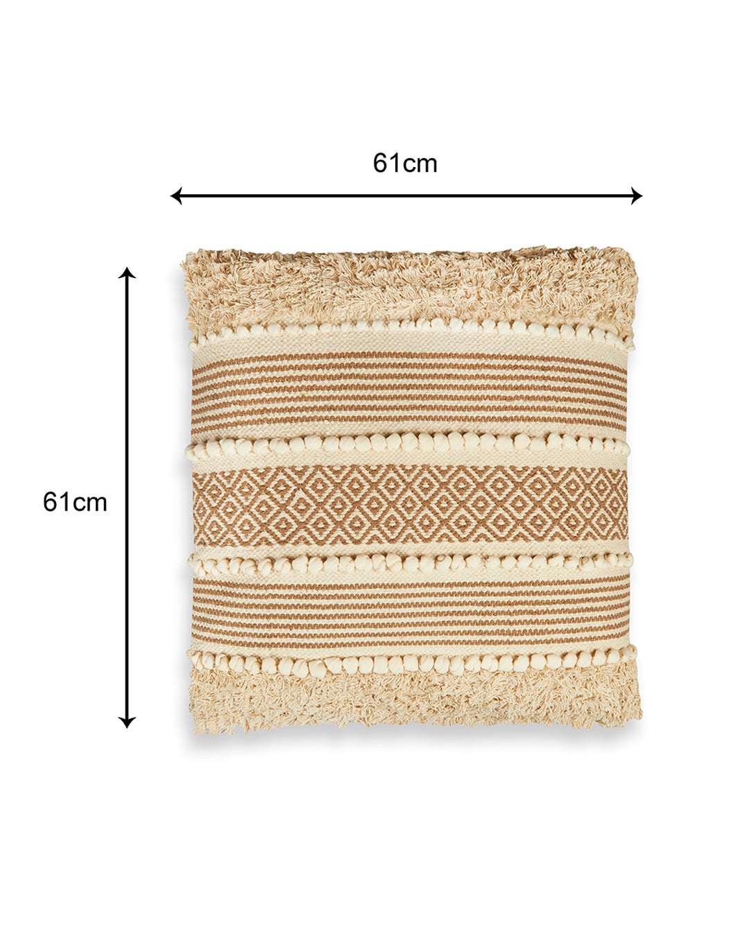 Beige bohemian 24 x 24 Beige Cushion cover - Set of 2