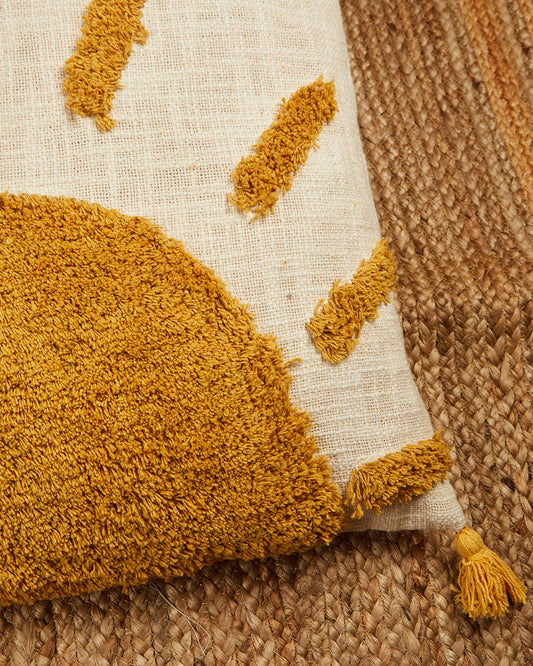 Lovely Rising Sun 24 x 24 Beige Cushion cover with tassle - Set of 2