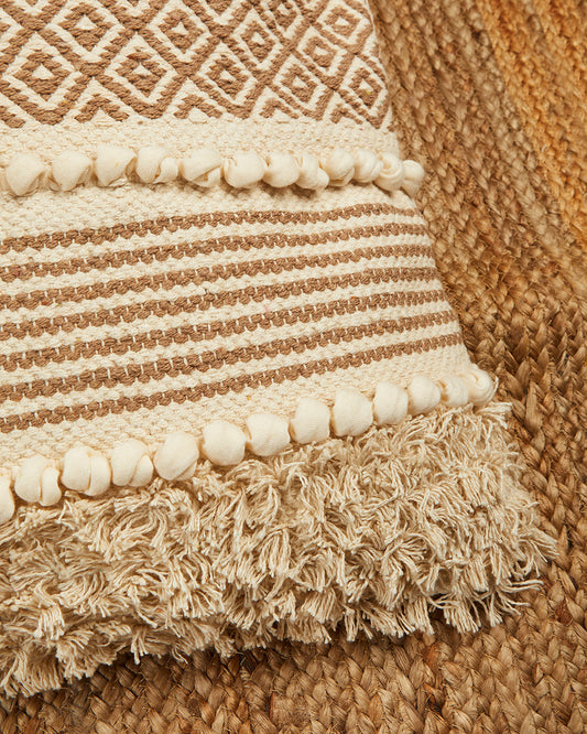 Beige bohemian 24 x 24 Beige Cushion cover - Set of 2