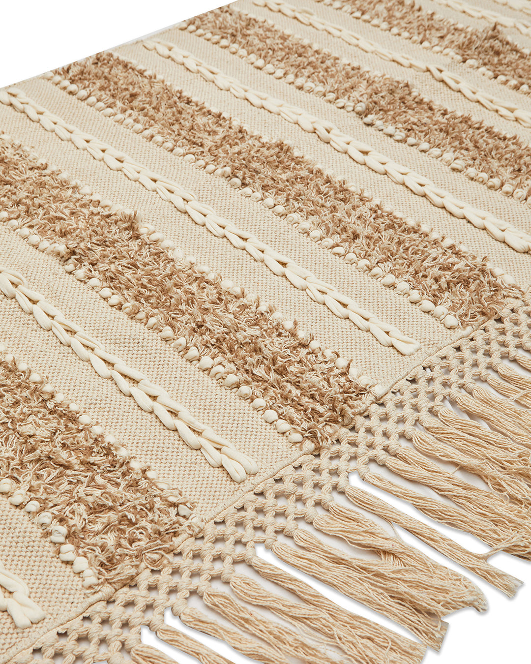 Tufted Beige 2 seater sofa cover with tassles