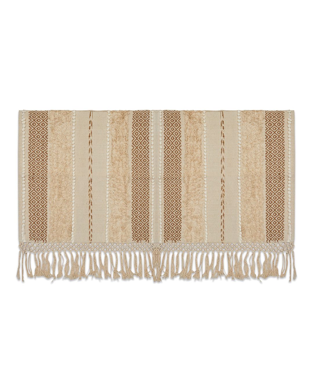 Hand crafted Beige 2 seater sofa cover with tassles