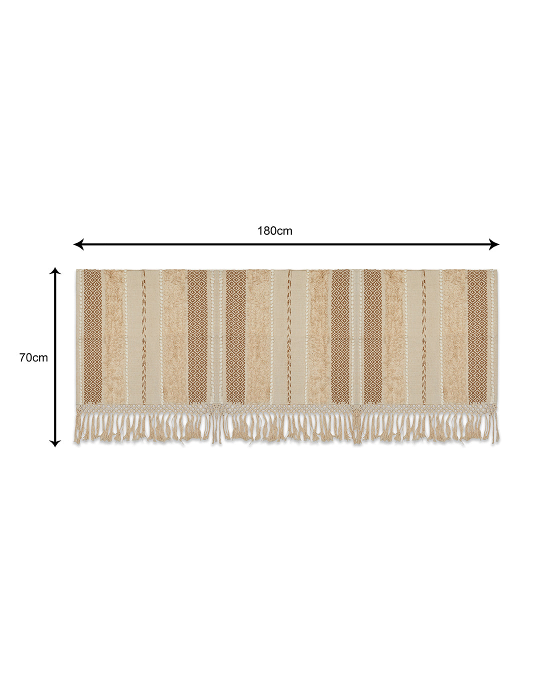 Hand crafted Beige 3 seater sofa cover with tassles
