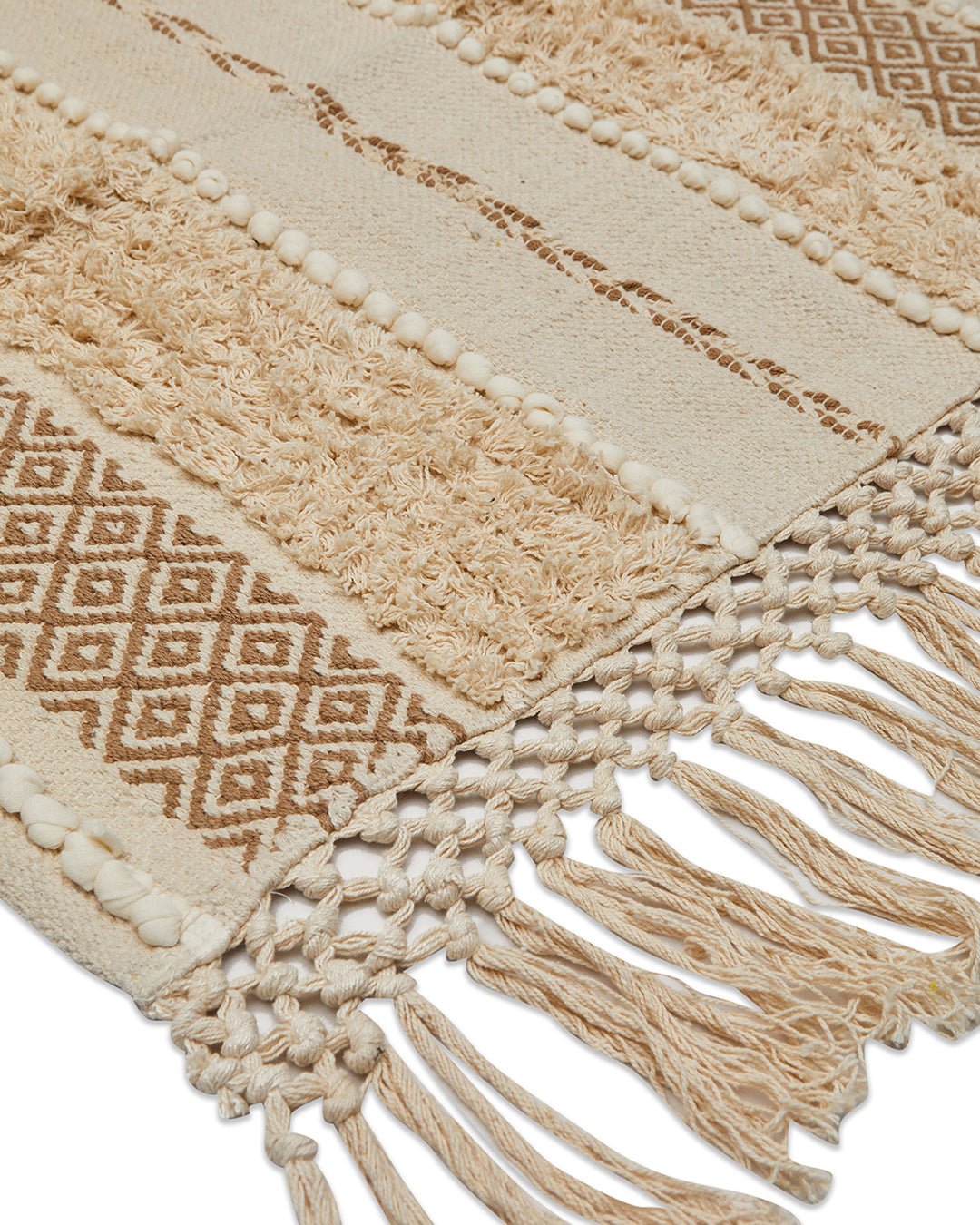 Hand crafted Beige 2 seater sofa cover with tassles