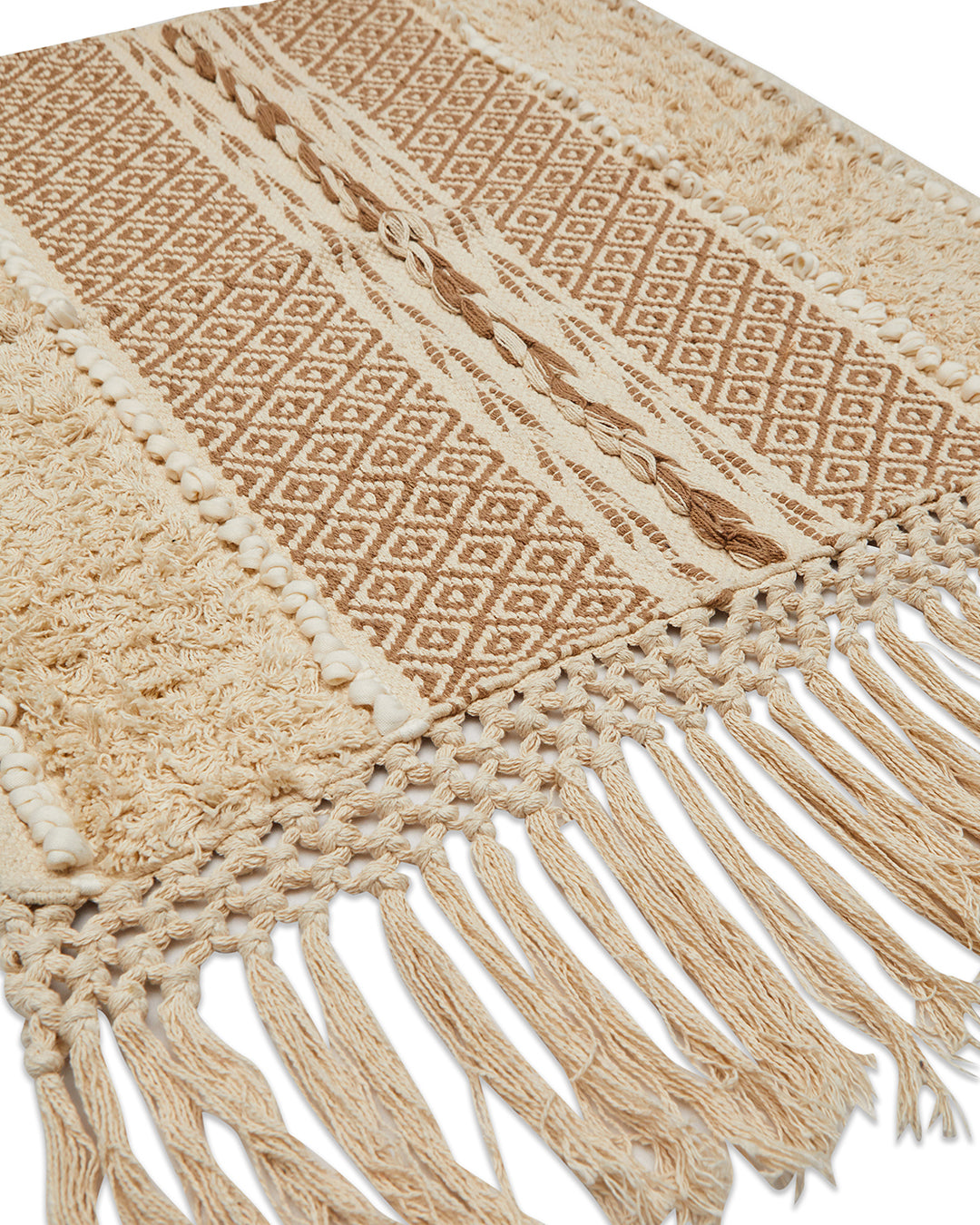 Braided Beige 2 seater sofa cover with tassles