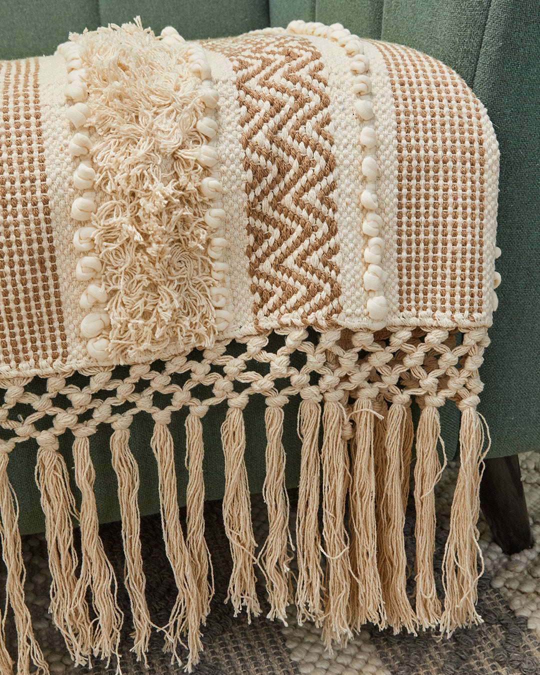 Lovely Beige 3 seater sofa cover with tassles