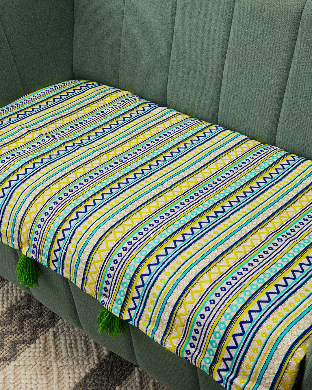 Green jacquard 2 seater sofa cover