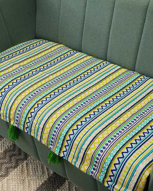 Green Jacquard 2 Seater Sofa Cover