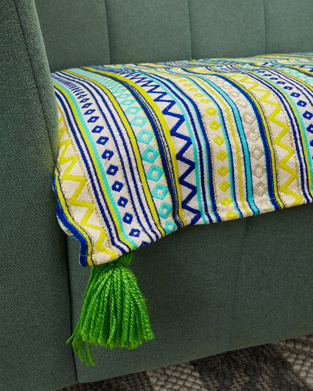 Green jacquard 2 seater sofa cover