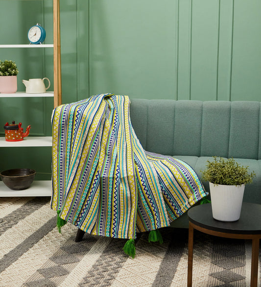 Fresh Green yellow sofa throw blanket