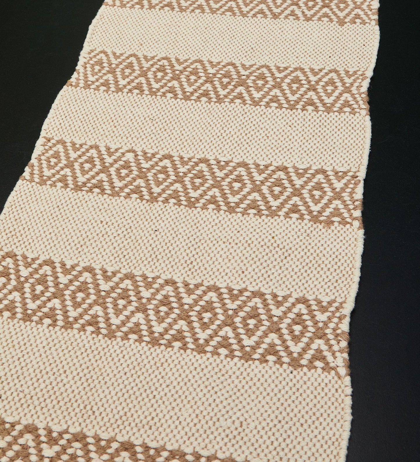 Bohemian woven table runner with tassles