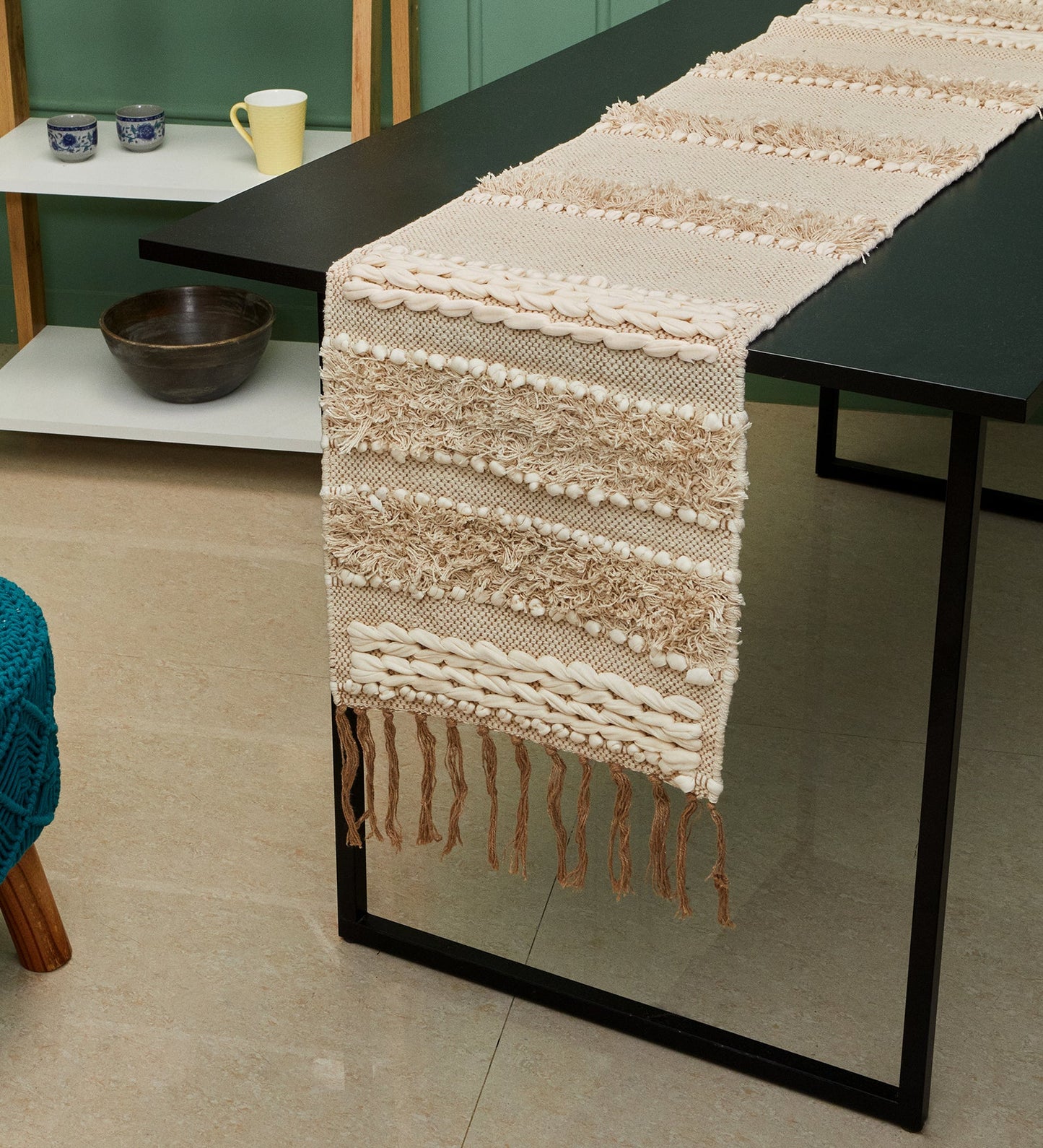 Bohemian table runner with tassles