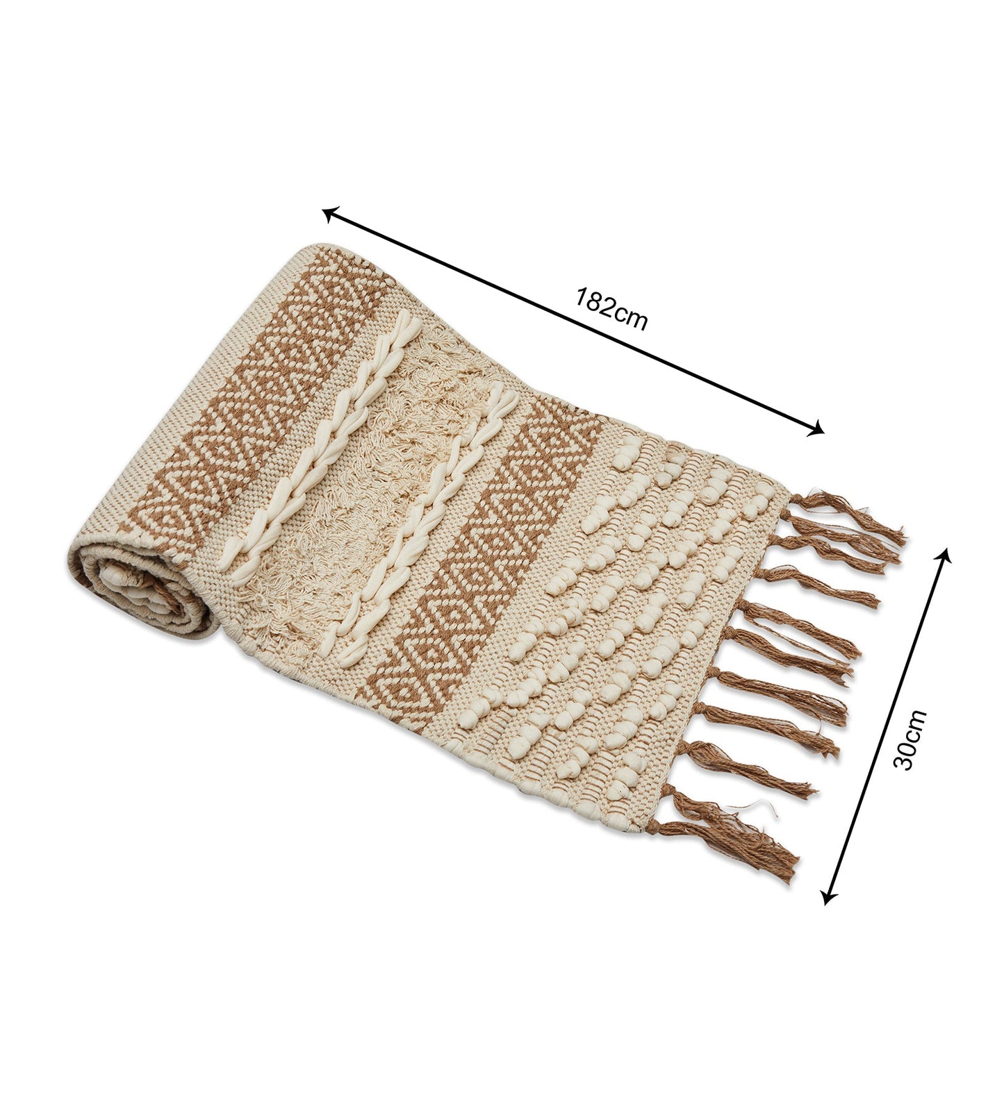 Bohemian woven table runner with tassles