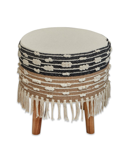 Classical beige brown black bohemian 4 legged wooden sitting stool/ottoman/muddha/pouffe