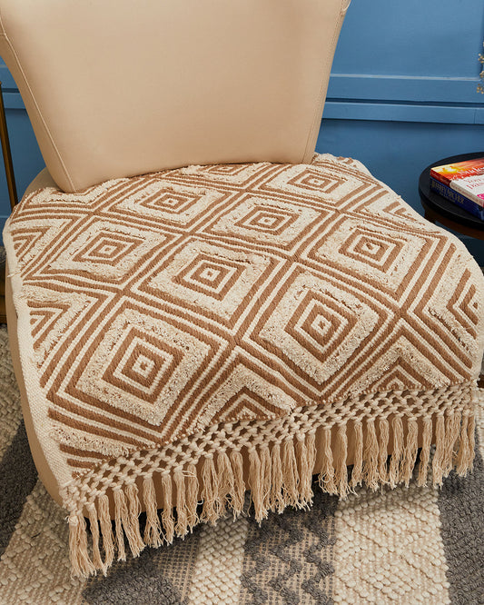 Geometrical Beige 1 seater sofa cover - Set of 2