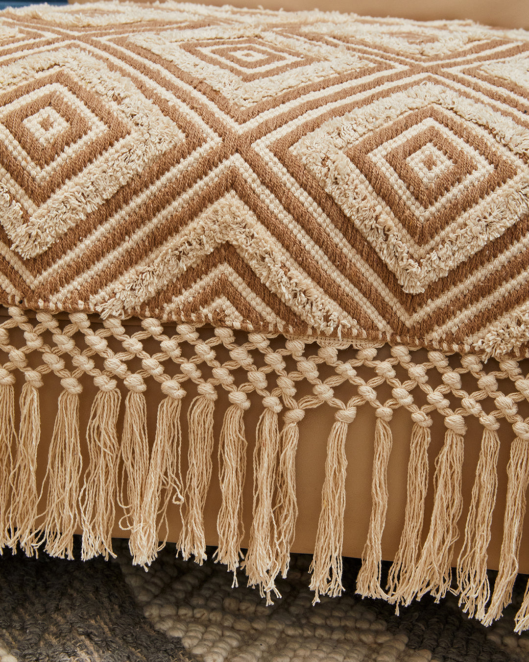 Geometrical Beige 1 seater sofa cover