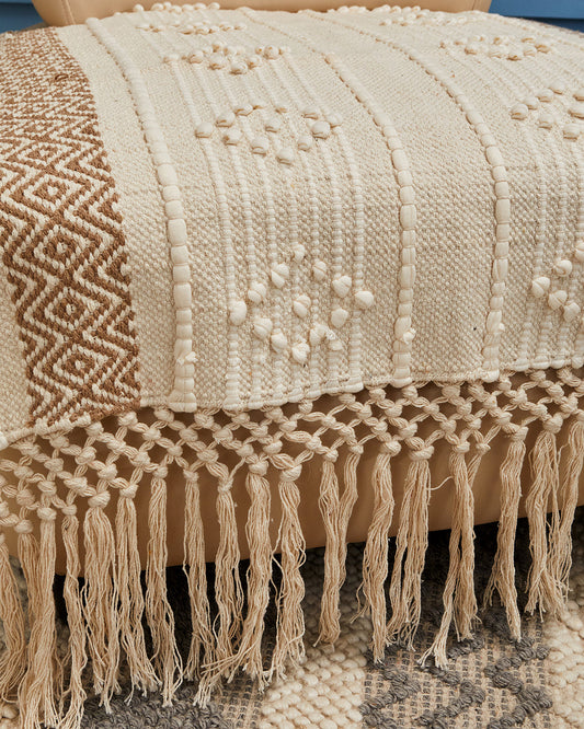 Pearl design 1 seater sofa cover with tassles - Set of 2