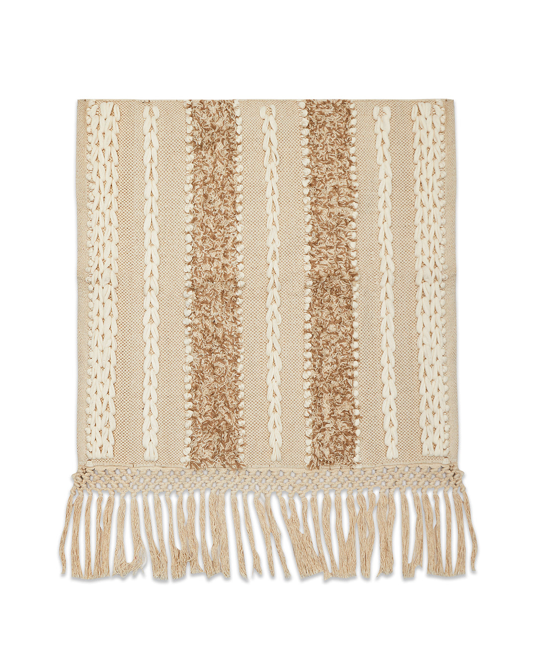 Tufted Beige 1 seater sofa cover with tassles