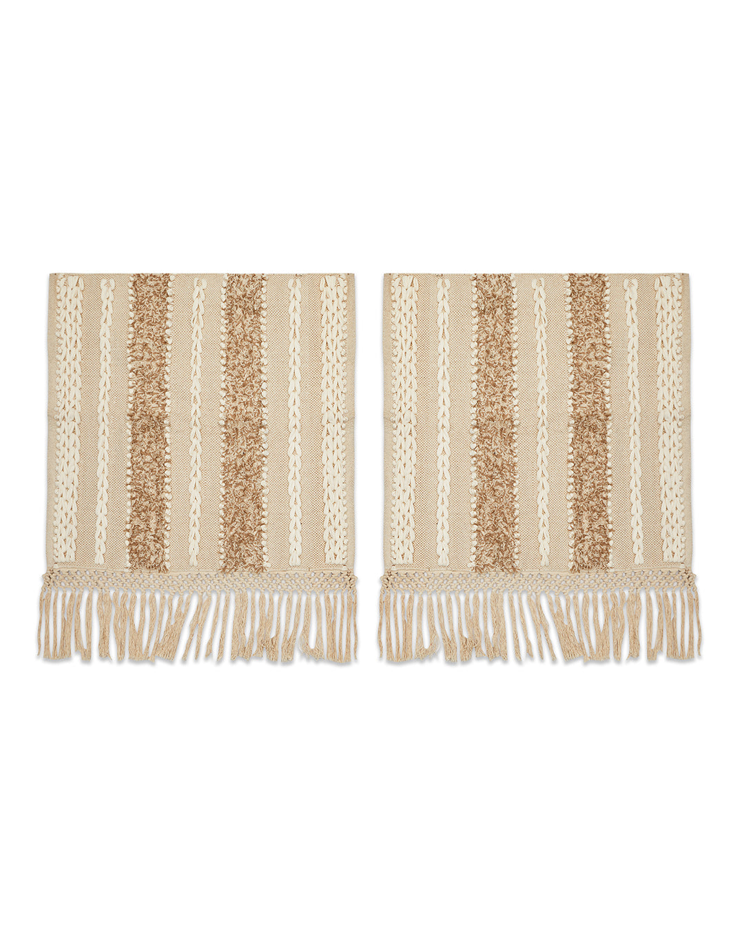 Tufted Beige 1 seater sofa cover with tassles