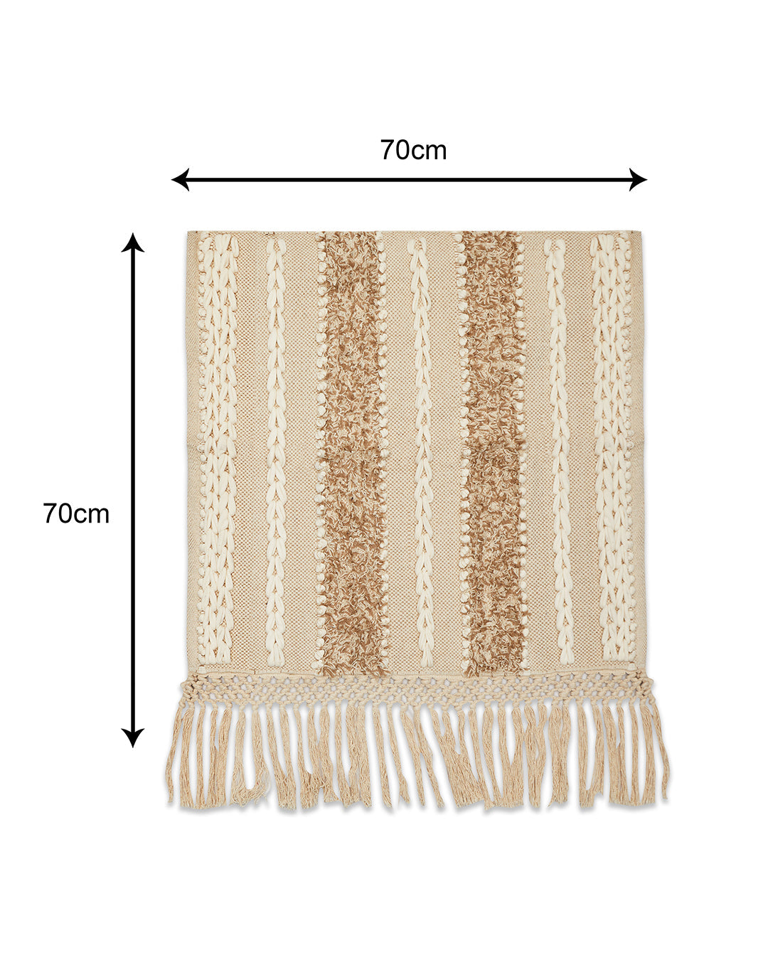 Tufted Beige 1 seater sofa cover with tassles - Set of 2