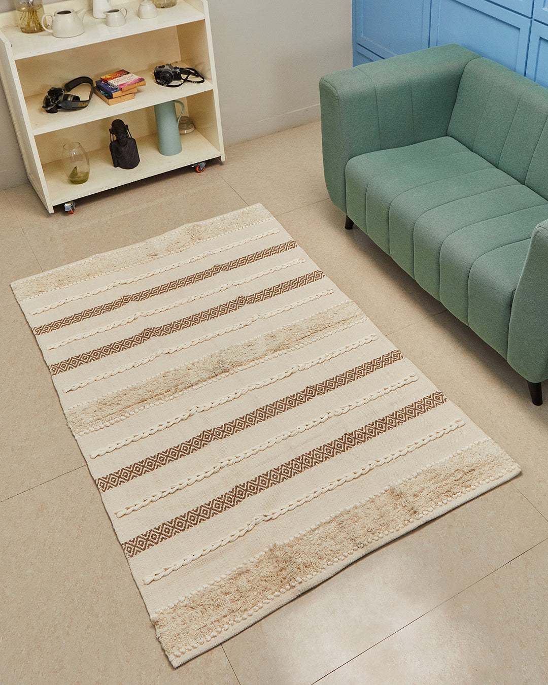 JutiePie Cotton Handloom 4ft x 6 ft carpet