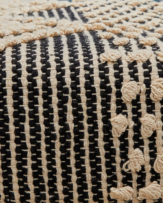 Black beige brown striped 4 legged wooden bench with removable legs