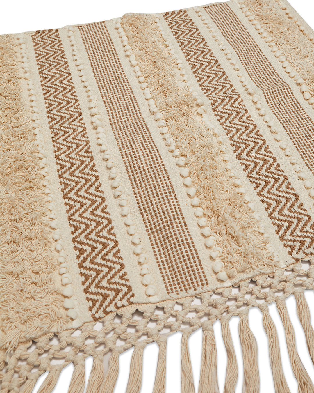 Lovely Beige 1 seater sofa cover with tassles - Set of 2