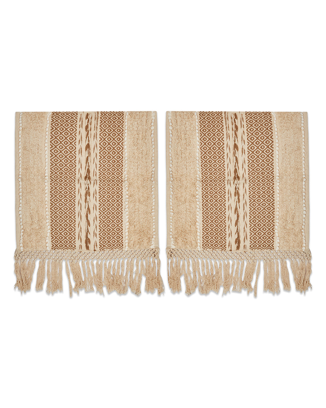 Braided Beige 1 seater sofa cover with tassles