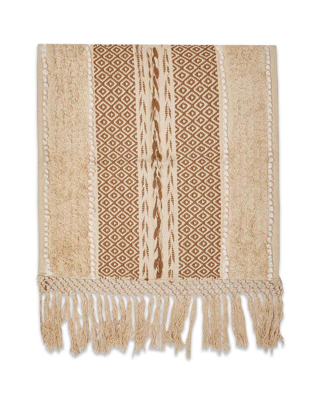 Braided Beige 1 seater sofa cover with tassles